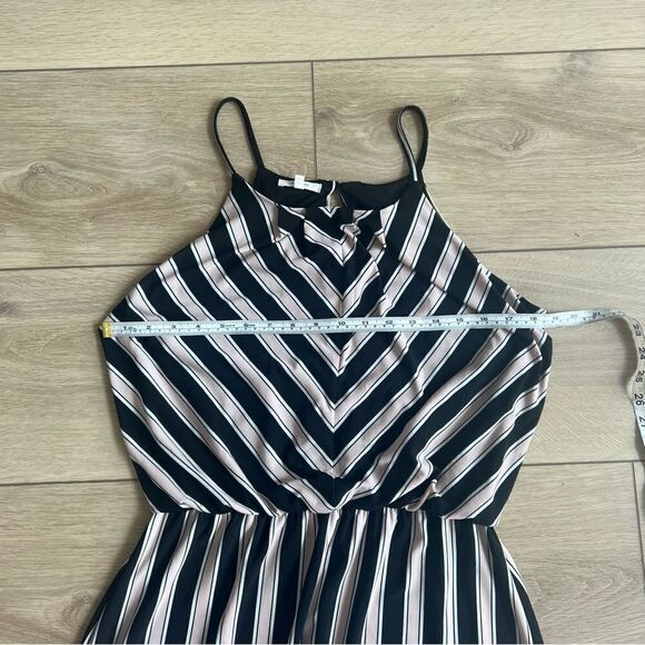 Maurices Stripe Print Maxi Dress Pink Black White Chevron Spaghetti Strap Medium - Picture 9 of 13